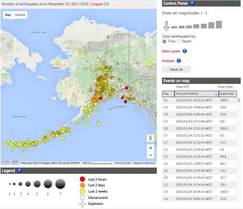 The interactive earthquake map let's you view and analyze the earthquakes you are interested in.