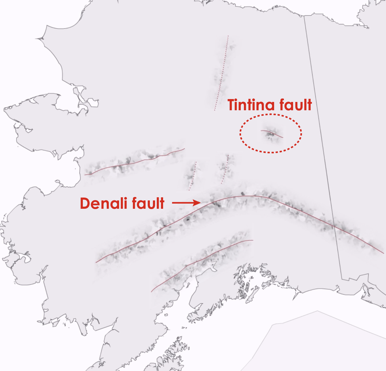 (Fig. 1) Major faults in mainland Alaska, including the Tintina system.