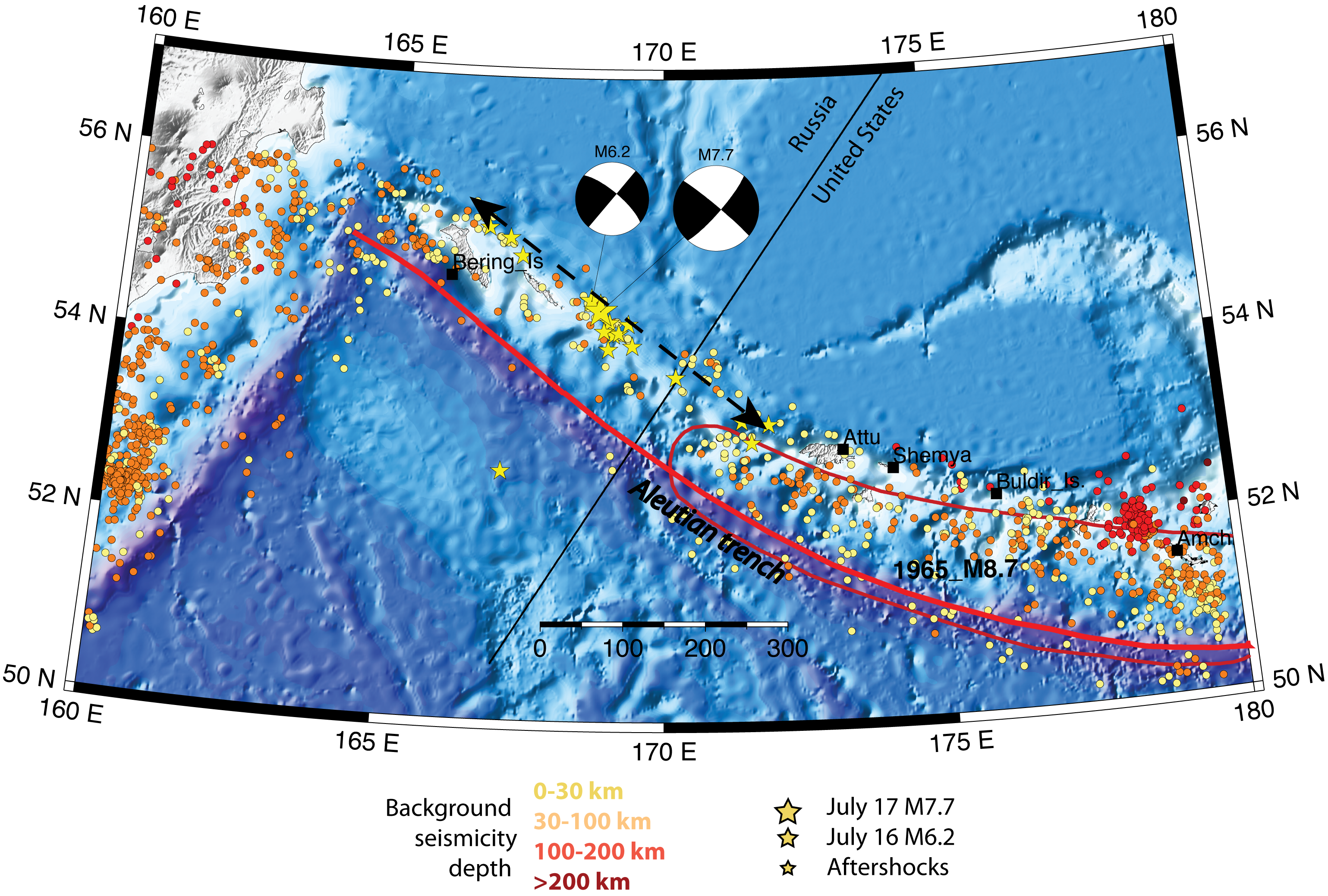 illustrates regional setting of the July 17, 2017 M7.7 earthquake